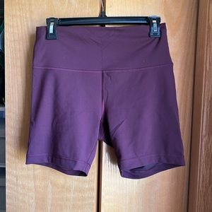 Maroon Lululemon bike shorts